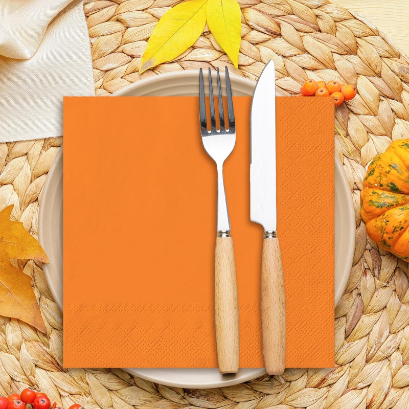 Whaline 80Pcs Thanksgiving Fall Paper Napkins Autumn Colors Luncheon Napkin 4 Colors Disposable Dinner Dessert Napkin for Home Kitchen Party Supplies - Image 5